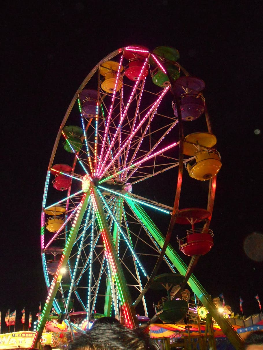 karneval, veletrh, státní veletrh, Ruské kolo, jízda zábavním parku, cestování karneval, zábava, zábavní park, noc, kolo, tradiční festival
