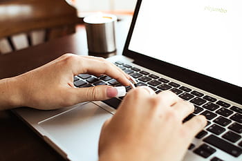 mengetik gadis, Gadis, Mengetik, MacBook, kafe, copywriter, meja, keyboard, kuku, nomad, wanita