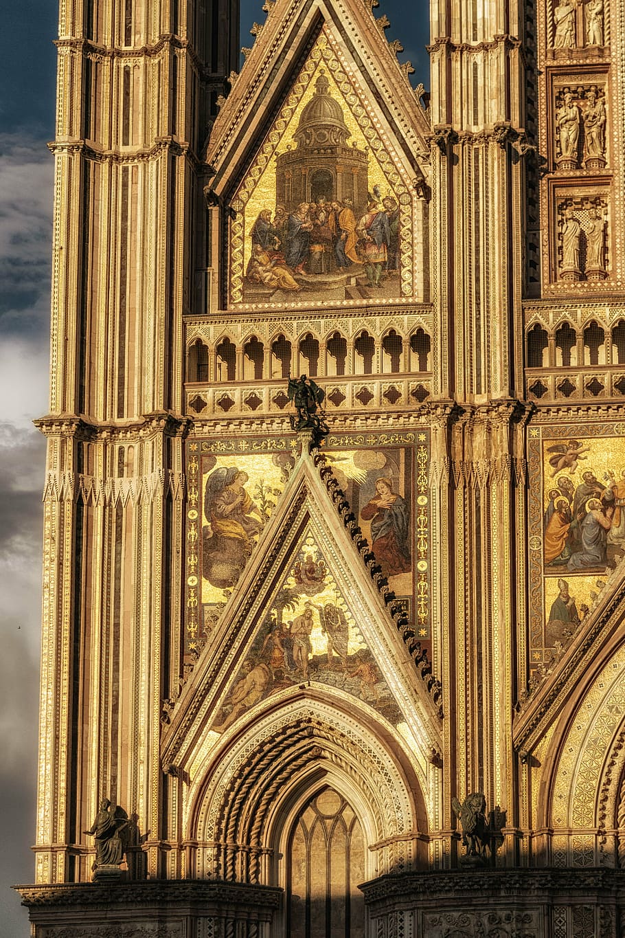 katedrála, dom, Itálie, orvieto, veledílo, zlato, lesk, maria himmelfahrt, gotický, architektura, kostel