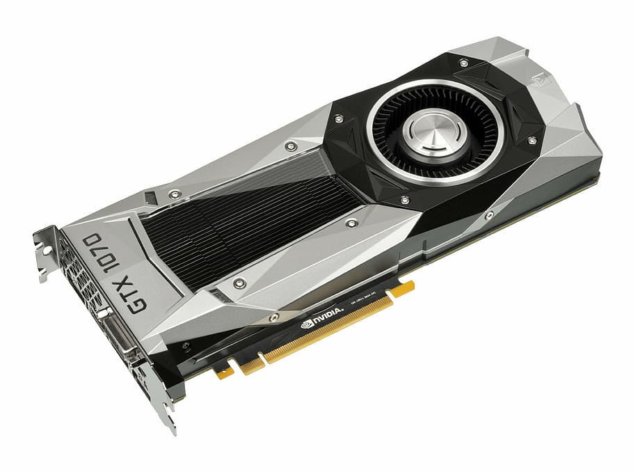 회색, gtx, 1070, 제도법, 카드, 삽화, 엔비디아, 창업자 판, fl