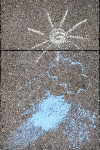 weather, clouds, rain, sunshine, sun, chalk, flashlights, paint, painting, art, sidewalk
