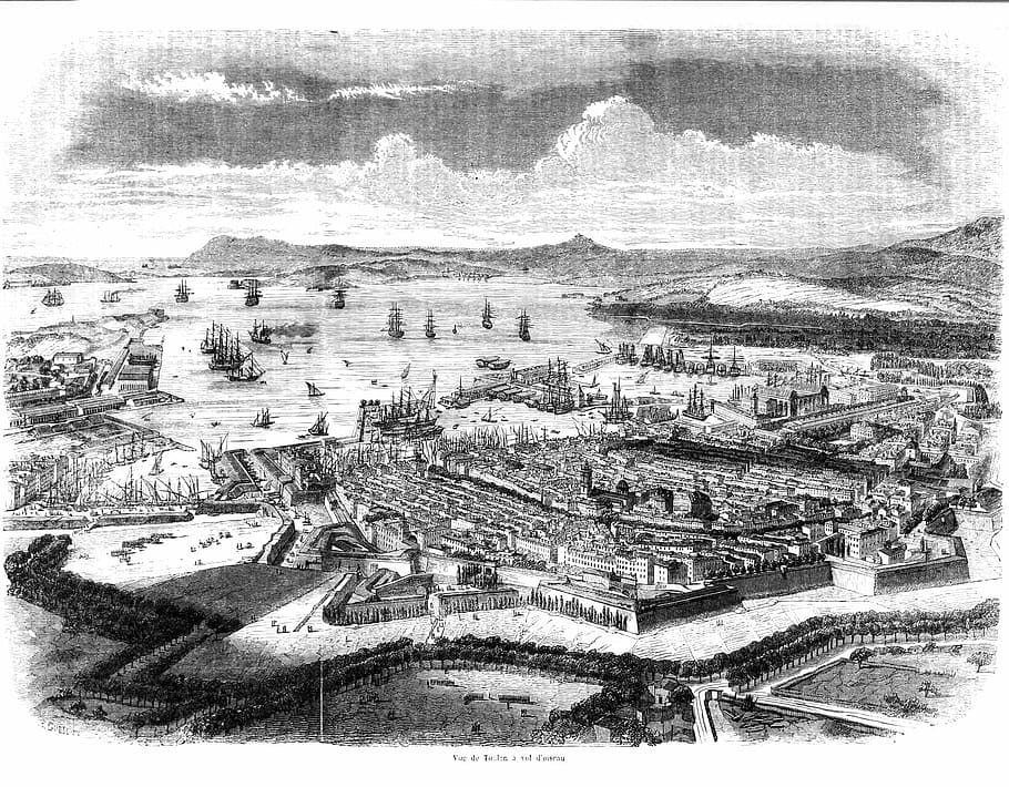 Černá, bílý, 1850, Černý a bílý, výkres, toulon, Francie, fotky, veřejná doména, vinobraní, umění a zábavy