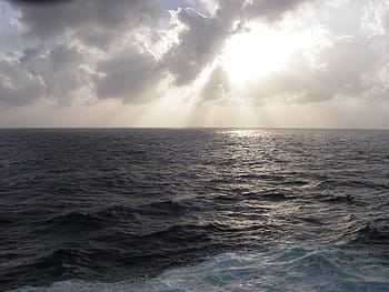 blue, sea, cloudy, sky, sunset, ocean, stormy, clouds, dark