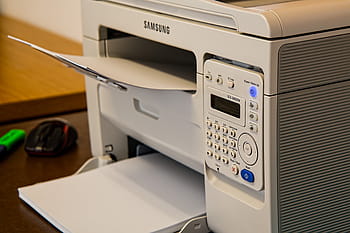 fotografie, bílý, samsung multifunkční tiskárna, tiskárny, lavice, kancelář, fax, skener, domácí kancelář, technologie, duplikátor