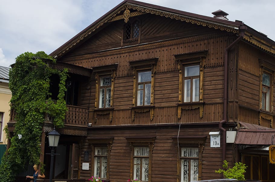 strom, budova, dřevo, vlákno, starý, město, zeď, architektura, ulice, rostlina, okno