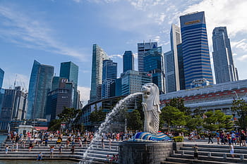 Singapur, merlion, Merlion Park, Kent, bina, ticari, Finans merkezi, finans sektörü