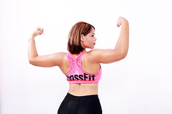 Kvinder, stærk, dyrke motion, CrossFit, arme, biceps, muskler