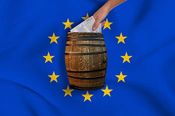 brown wooden barrel, eu, euro, europe, cash and cash equivalents, european, finance, euro crisis, euro notes, dollar bill, money