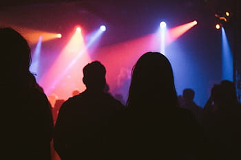silueta, lidé, párty, klub, koncert, etapa, světla, pozornosti, dav, dívky, kluci