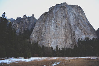 šedá, hora, Průhledná, nebe, krajina, fotografování, Skála, obklopen, borovice, stromy, hory