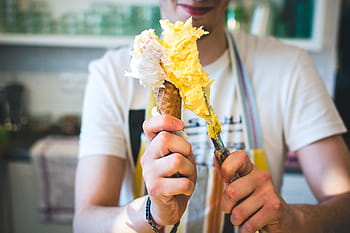 frisk gelato, frisk, gelato, dessert, hænder, sommer, barn, barndom, bedrift, dag, mennesker