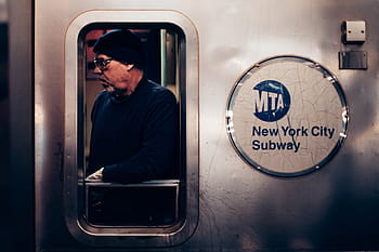man, neiging, mta, nieuwe, york, stad, metro, trein, deur-, mensen, vent