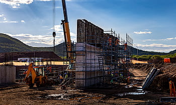 silniční stavby, pozemní stavitelství, Stavební práce, pracovníci na stavbě, ocelářské práce, stavba mostů, infrastruktura v africe, infrastruktura v botswaně, inovace, budova, ocel