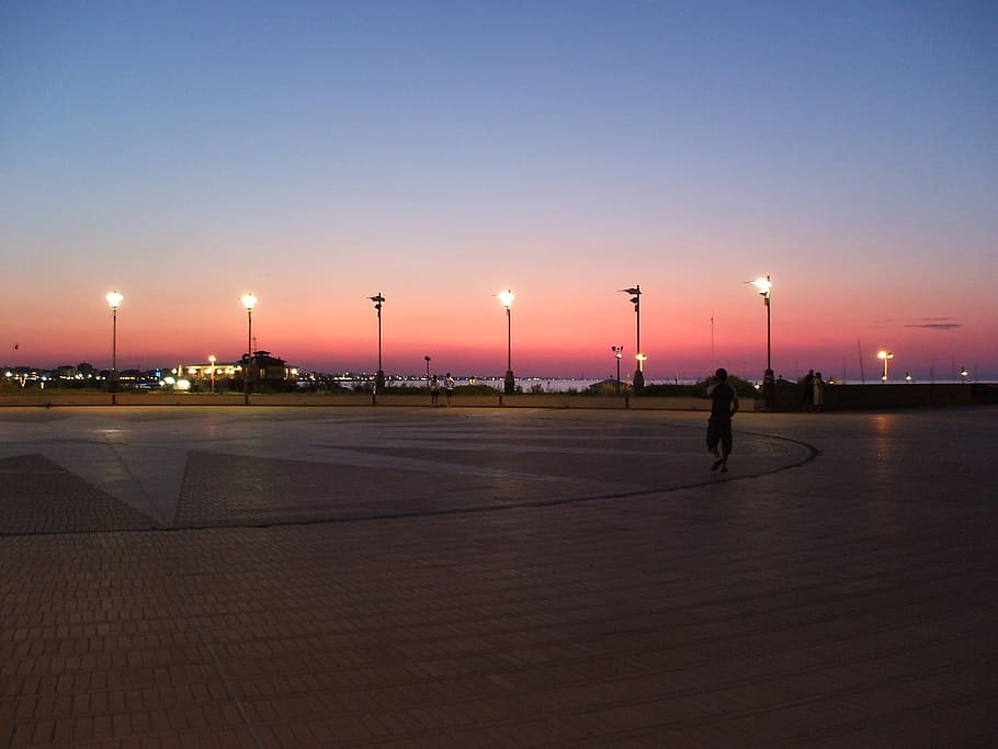 mar, puesta de sol, luces, italia, atmósfera