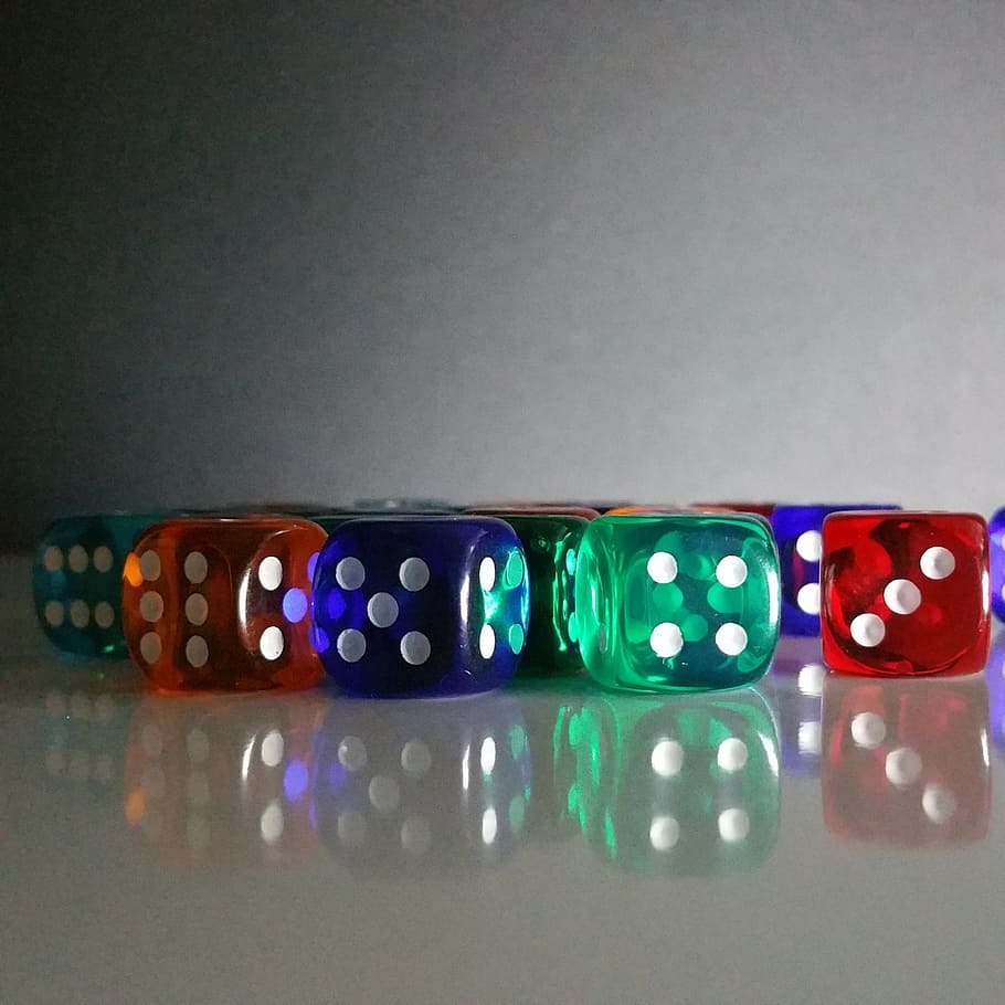 krychle, štěstí, štěstí kostky, barvitý, hrát si, craps