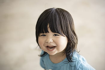 smiling, girl, wearing, blue, shirt, baby, child, cute, kid, childhood, happy