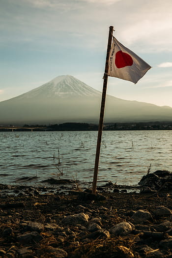 Japanin lippu, merenranta, kuva, asentaa, Fuji, meri, valtameri, vesi, luonto, rannikko, ranta