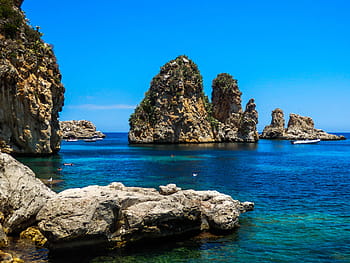 landscape, nature, mar, beach, scopello, sicily, italy, cliff, water, holidays, comanche