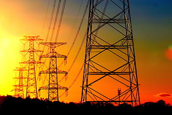 krajina, za soumraku, západ slunce, věž, přenos, generátor elektřiny, jaderná elektrárna, Japonsko, světlo, mříž