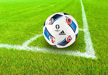 bílý, fotbalový míč adidas, pole, Fotbal, hřiště, roh, eckpunkt, standardní situace, mistrovství Evropy, 2016, míč