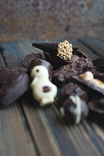 chocolate pralines, Chocolate, pralines, brown, chcolate, close up, dessert, sweet, treat, wood, food