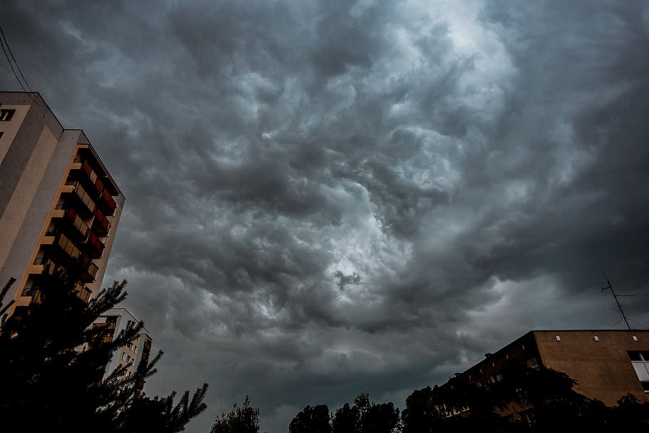 storm, clouds, sky, atmosphere, figure, rain, dark, mood, threatening, drama, mystical