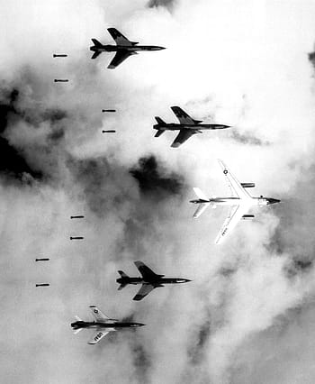 b-66, b -66 destroyer, four, f-105, f -105 thunderchiefs, dropping, bombs, B-66 Destroyer, F-105 Thunderchiefs, dropping bombs, Vietnam War