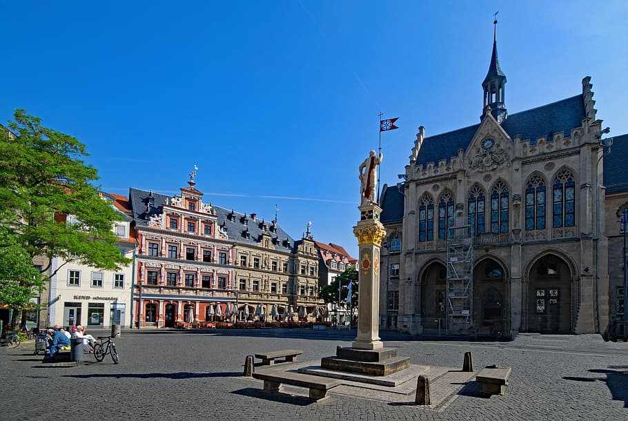 rybí trh, erfurt, radnice, Německo Durynsko, Německo, staré Město, stará budova, Zajímavosti, budova, Dějiny, Evropa