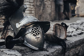 gladiator helmet, gladiator, warrior, gear, weapons, arena, roman, history, soldier, ancient, spartan