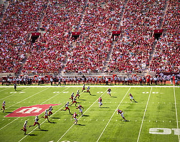 man playing football, football, college, field, pitch, sports, athletics, athletes, crowd, audience, spectator