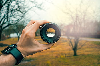 포, 손, 렌즈, 정경, 50mm, 거울, 유리, 상하 반전, 구멍, 넓은, 최소의
