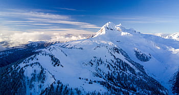 aerial, view, mountains, snow, nature, landscape, mountain, clouds, sky, travel, adventure