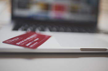 Červené, karta, horní, stříbrný, Černá, přenosný počítač, osoba, přijímání, fotografie, bílý, laptop