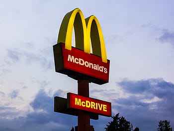 πινακίδα του mcdonald, διδάσκει, καρτέλ, γρήγορο φαγητό, mcdonald, mcdrive, φαγητό, αφίσες, m, ουρανός