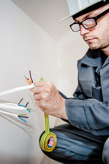 muž, pracovní, elektrický, drát, elektrikář, elektřina, pracovník, budova, profesionální, zaměstnanec, stavitel