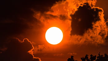 tramonto, nuvole, sole, cielo, sera, crepuscolo, abendstimmung, luce del sole, arancia, retroilluminazione, romantico