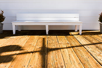 bianca, di legno, panchina, avanti, Marrone, pavimento, legna, ponte, legno - materiale, pavimento in legno, interno di casa