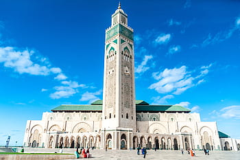 the hassan ii mosque, mosque, casablanca, morocco, africa, minaret, mosquée, l'atlantique, sky, maroc, océan