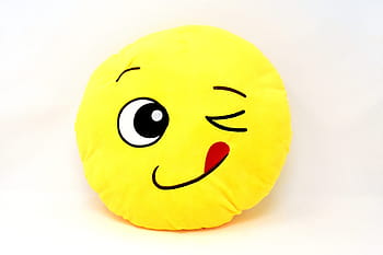 emoji pillow, smiley, face, wink, emoticon, smile, funny, emotion, laugh, fun, color
