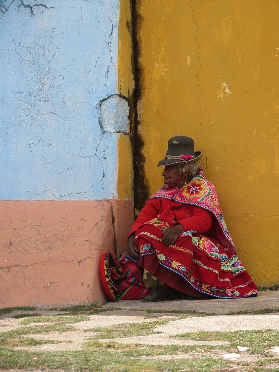 indigenous, peru, woman, inca, native, old, travel, south, america, walls, colorful