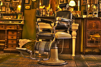 white, black, leather barber chair, green, floor mat, barber, chair, salon, hairdresser, shop, beard