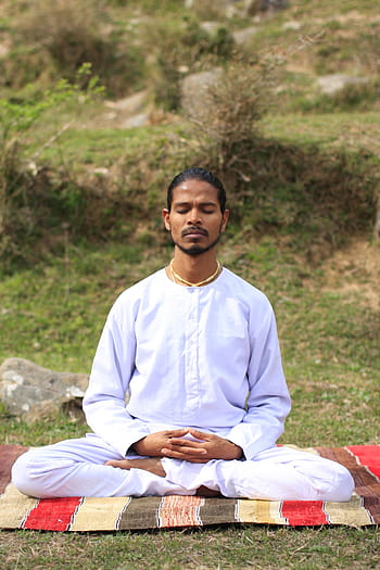 meditating, man, grass field, yoga, indian, indian yogi, symbol, ethnic, meditation, mandala, tribal