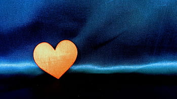 blue textile, orange, heart, love, symbol, romance, red, day, valentine, romantic, shape