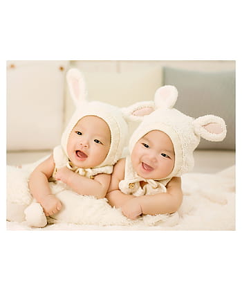 twee, kleuter, bunny outfits, baby, Tweelingen, 100 dagen foto, schattig, kind, klein, kinderjaren, Kaukasische etniciteit
