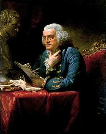 man, blue, long-sleeved, top, reading book painting, benjamin franklin, 1767, writer, natural scientists, inventor, founding father
