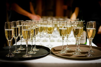clear, champagne glasses, inside, drinks, alcohol, event, alcoholic drinks, beverage, cocktail, refreshment, wedding
