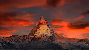 gray, brown, rock formation, sunset, switzerland, zermatt, mountains, snow, matterhorn, alpine, gornergrat