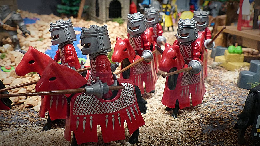 playmobil, esposizione, giocattoli, figure, cavallo, Reiter, cavaliere