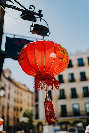 Cina, lampu, asia, lentera, tradisional, Merah, Madrid, Spanyol