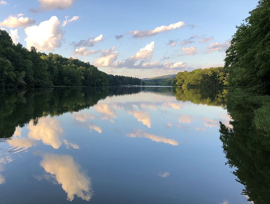 Alabama, parco di montagna di quercia, cielo, lago, acqua, riflessione, nube